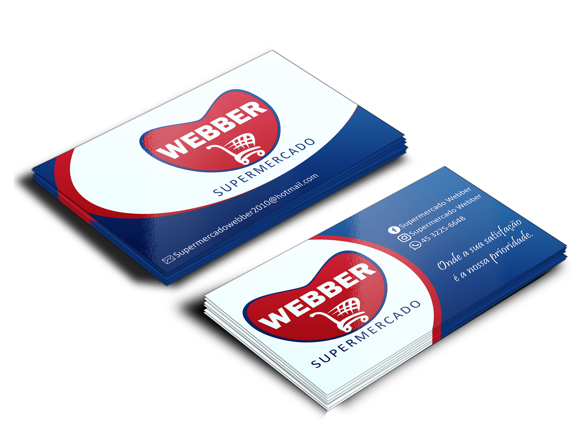 Cartões e materiais gráficos criados para Webber Supermercado
